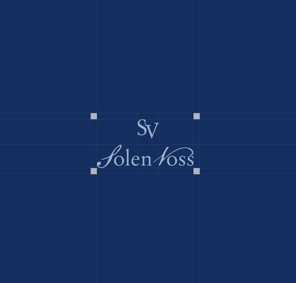 Solen Voss logotype lockups on deep navy